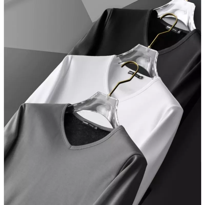 Camisa térmica manga comprida para homens, Roupa interior de inverno, Top térmico interno, Roupa grossa