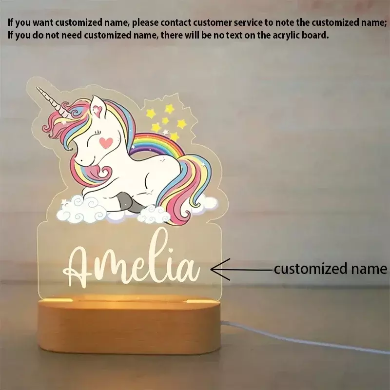 Personalizado Animal Night Light para Crianças, Lâmpada Acrílica Personalizada para Baby Kids Bedroom, Decoração de Casa, Aniversário, Presente de Natal