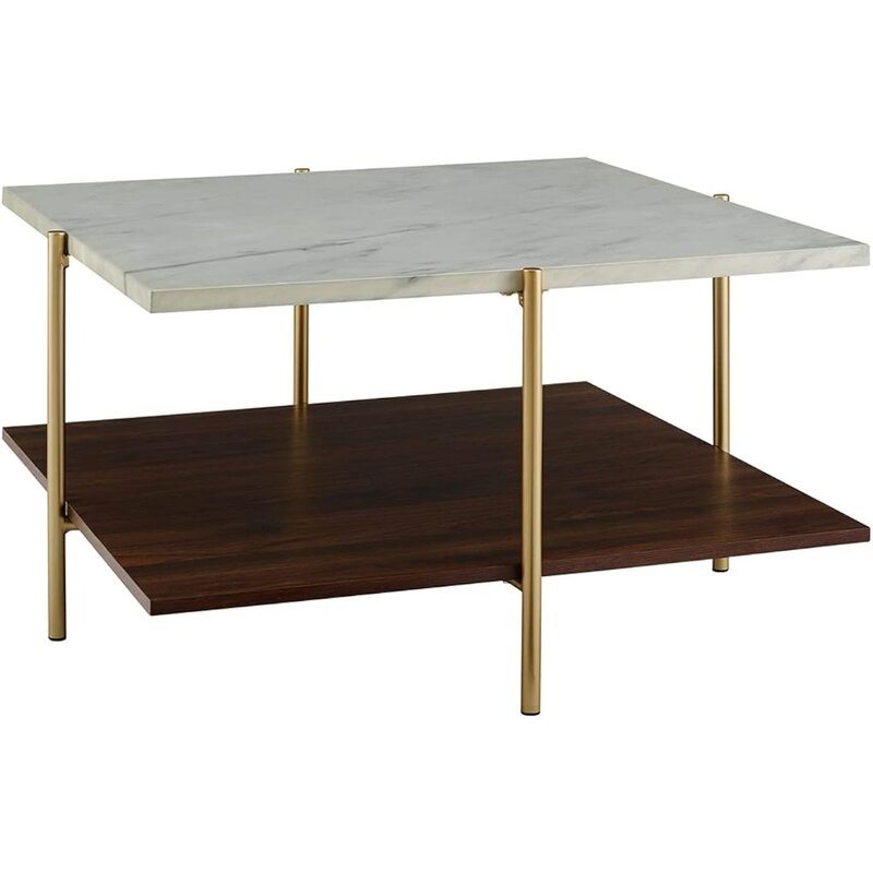Обеденные столы Hollin, современный квадратный журнальный столик с мраморной поверхностью, прикроватный столик, мебель для гостиной, 32 дюйма