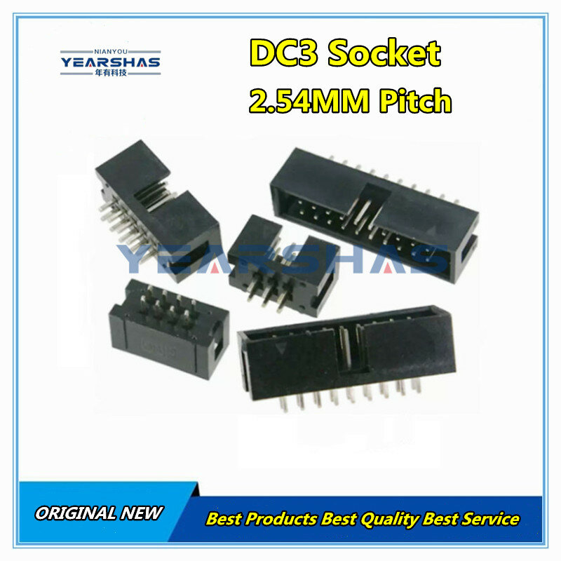 10PCS DC3 6P/8P/10P/14P/16P/20P/30P/34P/40P 2.54mm Socket Header Connector ISP Male Double-spaced Straight needle Curved  needle
