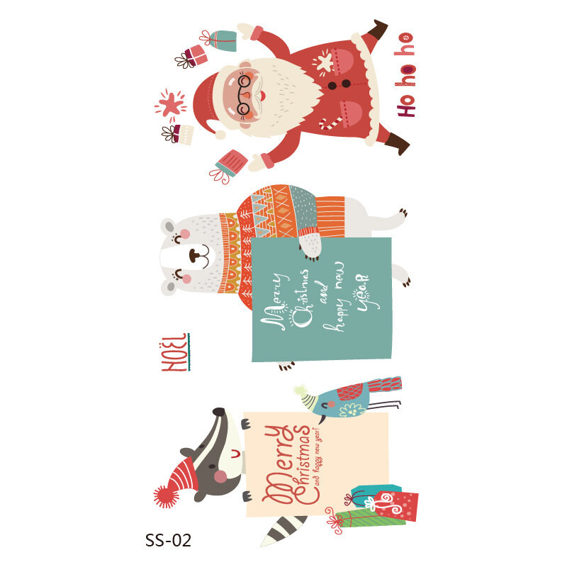 عيد الميلاد الوشم ملصقات ل عبر الحدود بقعة متعة الوجه ملصقات الأطفال الكرتون الوشم ملصقات