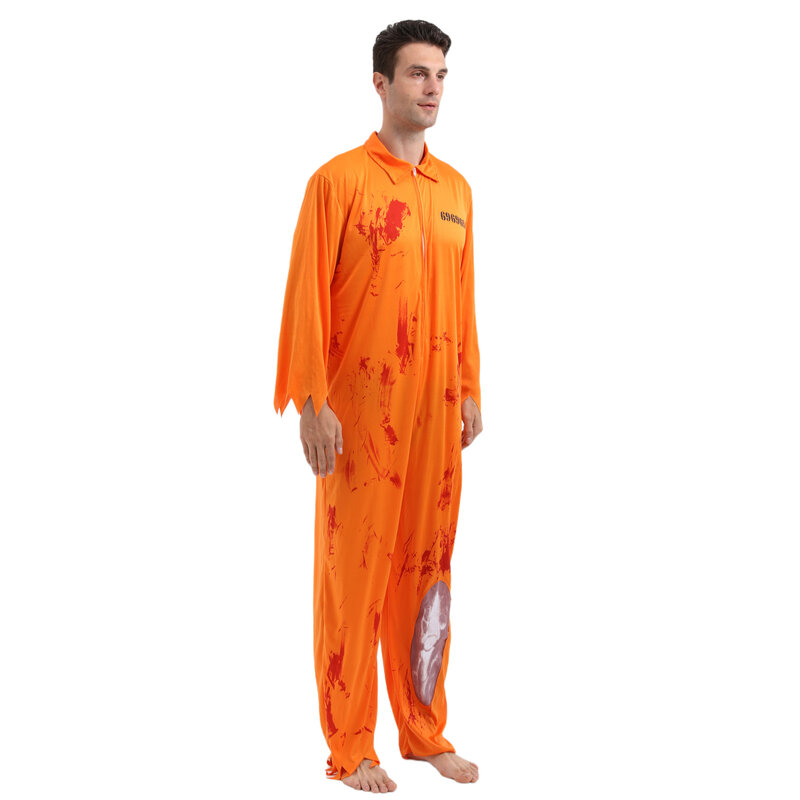Men Bloody Dead Convict Scary Halloween Costume 2022 New Arrival Adult Zombie Prisoner Costume