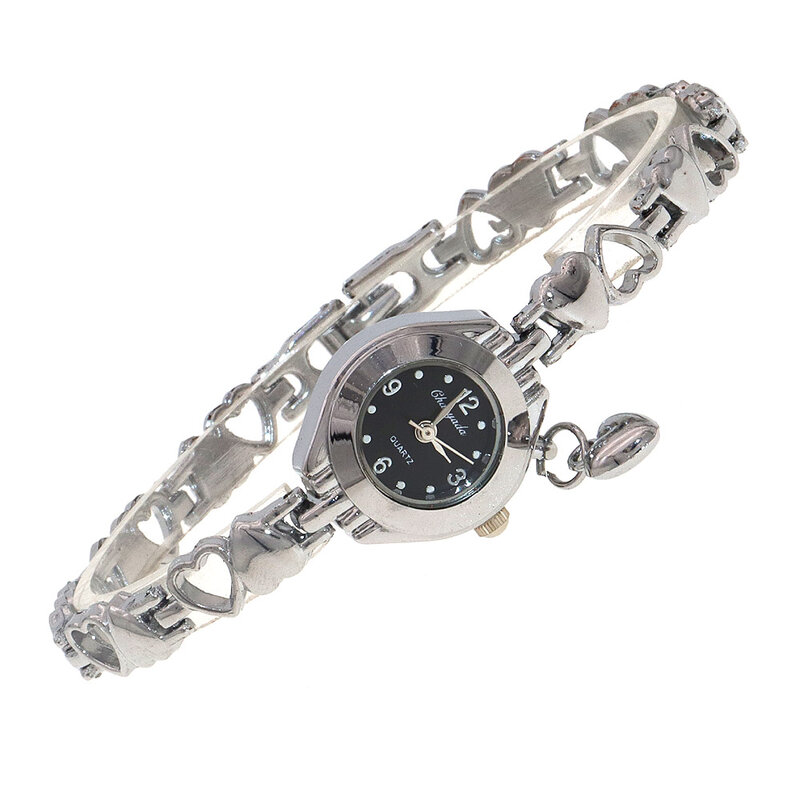 Cute Women's Fashion Small Dial Quartz Bracelet Wrist Watch Wholesale New Arrival with heart pendant Ladies Watch