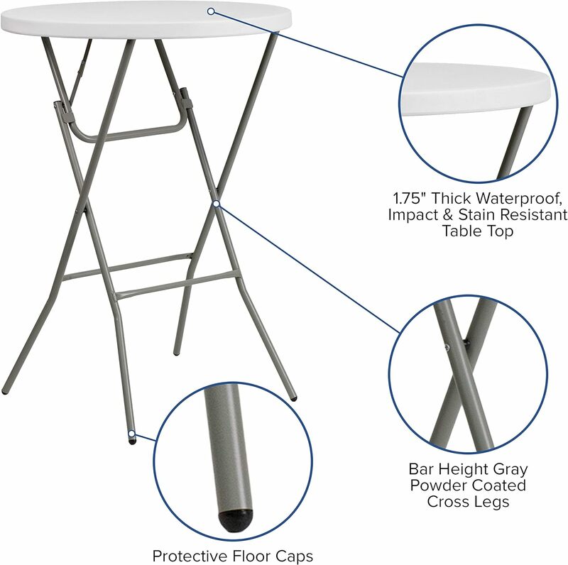 丸いプラスチック製のカクテルテーブル,バーの高さ,折りたたみ式アクティビティテーブル