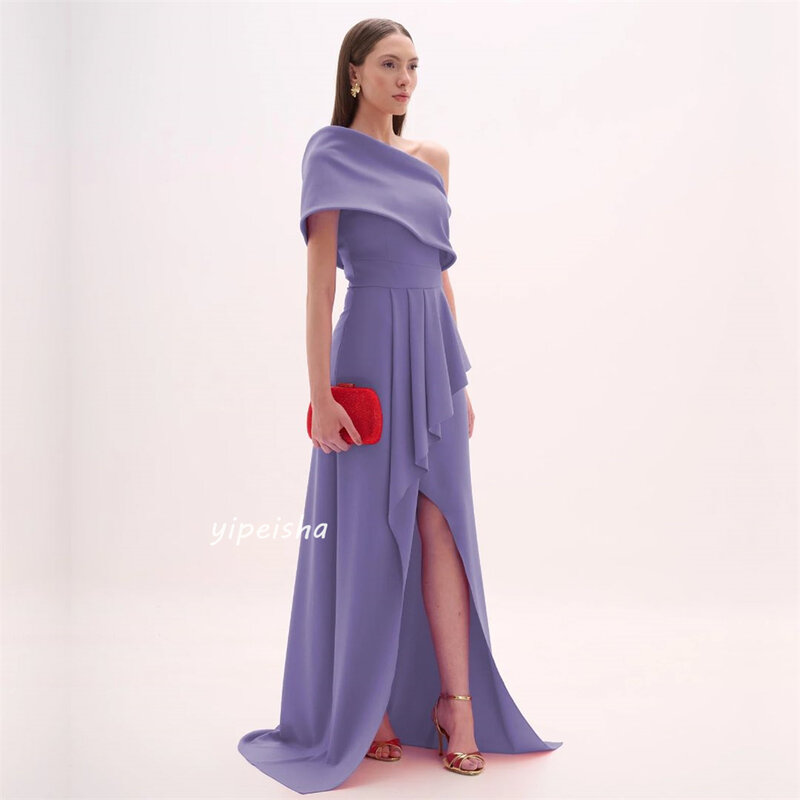 Высококачественное блестящее изысканное шифоновое женское коктейльное платье трапециевидной формы на одно плечо на заказ Длинные платья