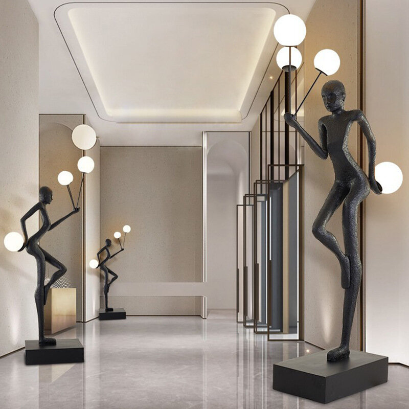 Welkom Figuur Sculptuur Vloer Lichten Tentoonstellingszaal Sales Afdeling Hotel Lobby Mall Creative Art Decoratie Lamp Bezoekers