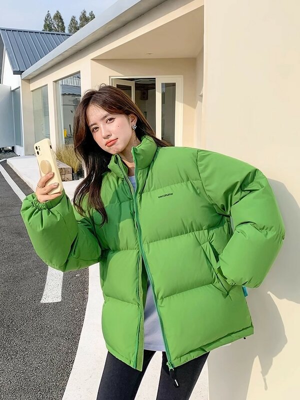 Mantel penghangat katun wanita, jaket Luaran Harajuku Korea hangat tahan angin musim dingin 2023