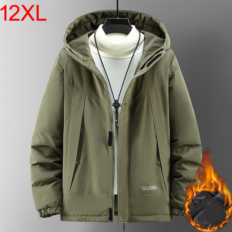 Plus Size Cotton Coat Men Hoodie Winter Black Technology waterproof Loose Warm Cold Resistant Tidal 190kg 11XL 12xl