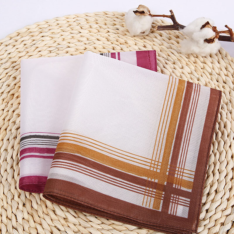 5pcs Popular cotton printed men handkerchief Square male stripe Towel pocket scarf handkerchiefs washcloth hand towel