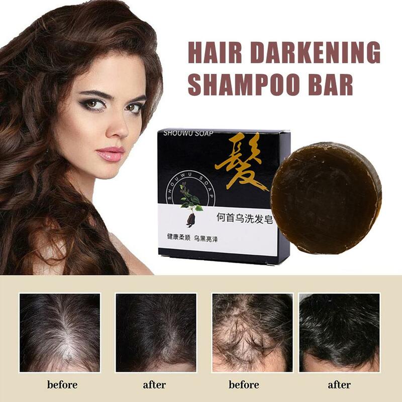 Polygonum Black Hair Escurecimento Shampoo Bar, Condicionador Sólido, Hidratar Sabão, Reparação de Cuidados com os Cabelos, Q4o9