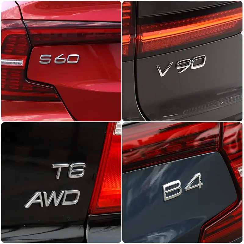 Stiker huruf 3D ABS mobil cocok untuk Volvo XC60, XC90, S60, S80, S60L, V40, V60, T5, T6 dan AWD stiker logo bagasi.
