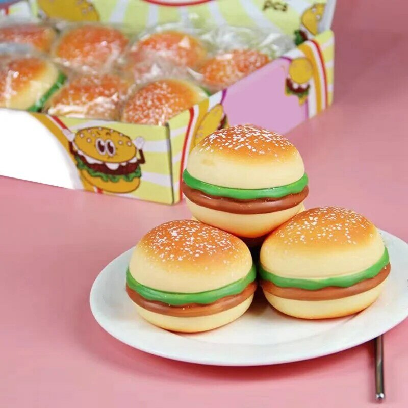 Kids Fidget Simulation Foods Toys Antistress Vent Bread Kawaii Slow Rebound Hamburgers Soft Funny Gifts For Children Adults