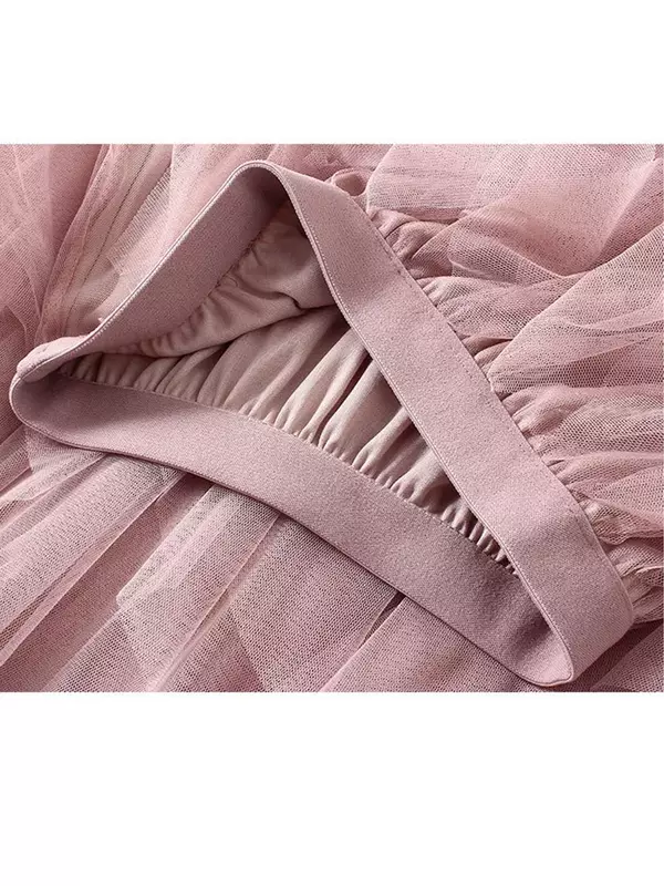 TIGENA Tutu Tulle lungo Maxi gonna donna moda 2023 coreano carino rosa vita alta gonna a pieghe maglia donna signora estetica Faldas