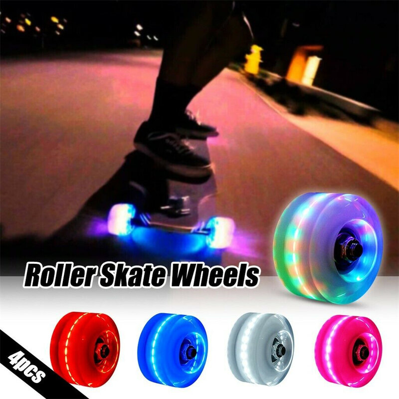 1PC Light Up Quad Roller Skate Wheels Luminous Light Up Quad Roller Skateboard Wheels with Bearings Installed
