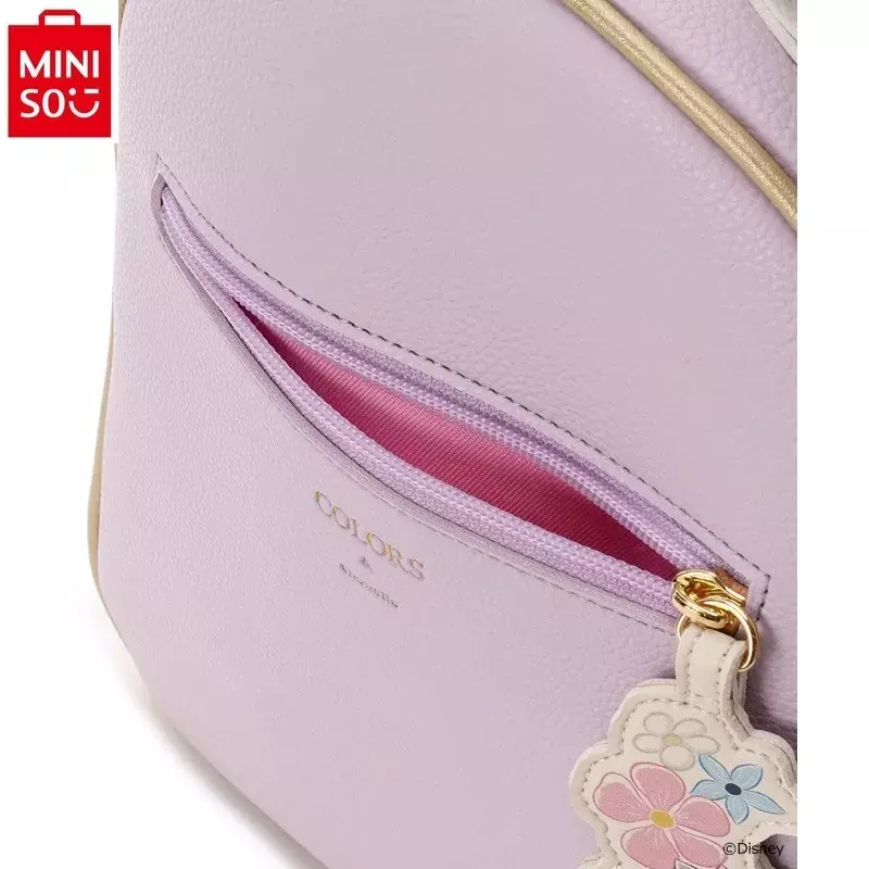 MINISO Disney Long Hair Princess Aladdin Backpack Women's Fashion High Quality PU Sweet and Fresh Versatile Student Storage Bag