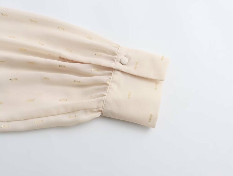 Decoração em camadas de arame metálico blusas casuais femininas vintage, manga comprida, com botões para cima, camisas femininas, tops chiques, nova moda, 2023