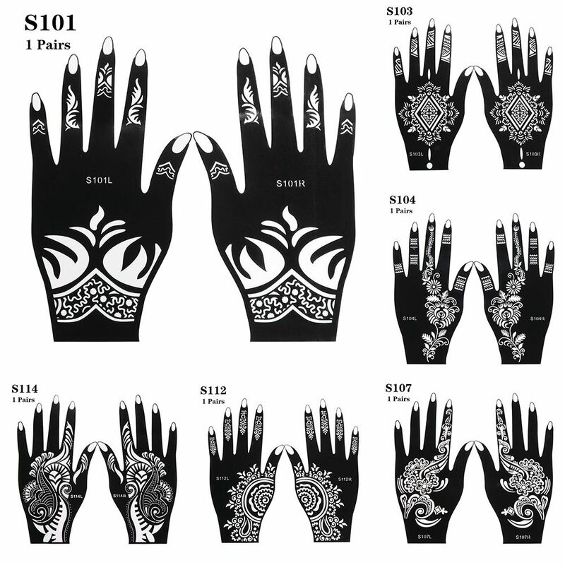Plantilla de Henna de belleza para tatuaje, calcomanía temporal para mano, arte corporal, gran oferta, 2 piezas
