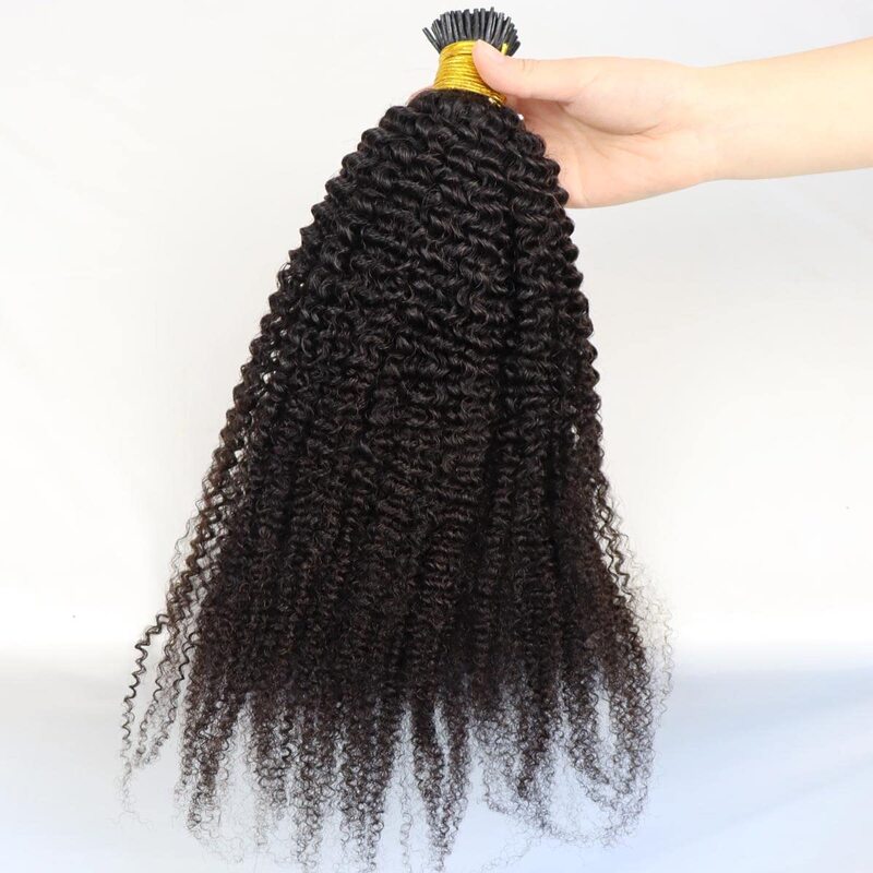 Double Drawn Kinky Curly I Tip Hair Extensions Real Itip Human Hair Raw Remy Mongolian 3c 4a Afro Kinky Curly Fusion Hair