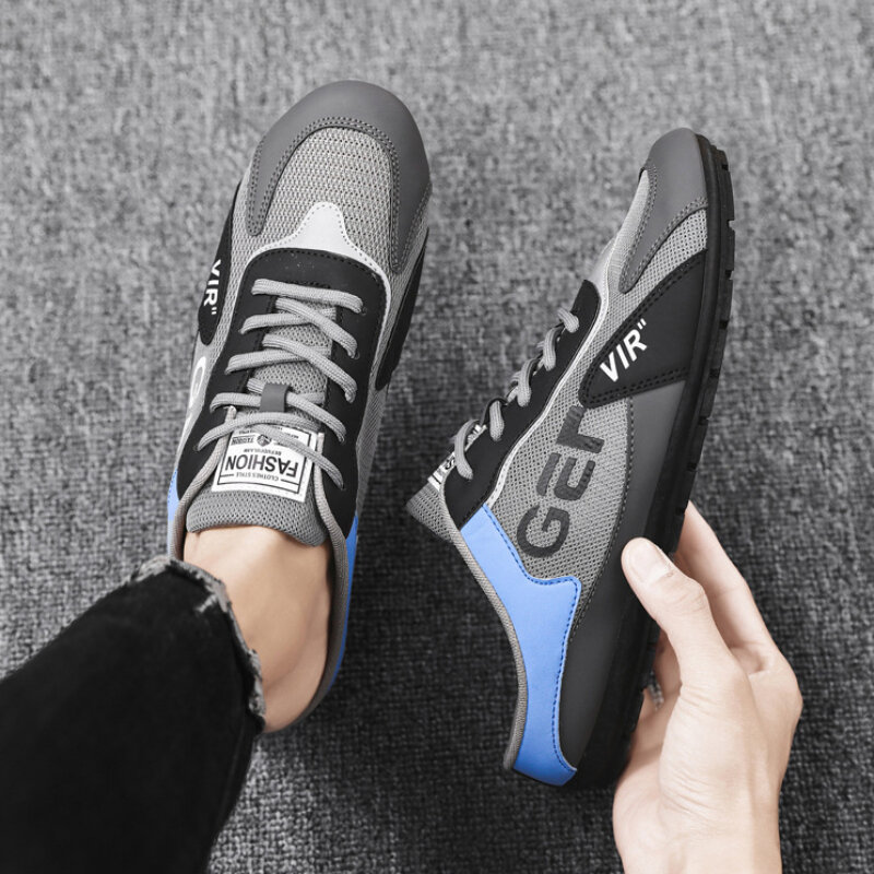 Sapatos masculinos semi-respiráveis, tênis confortáveis de rede plana, novo estilo confortável, 2022