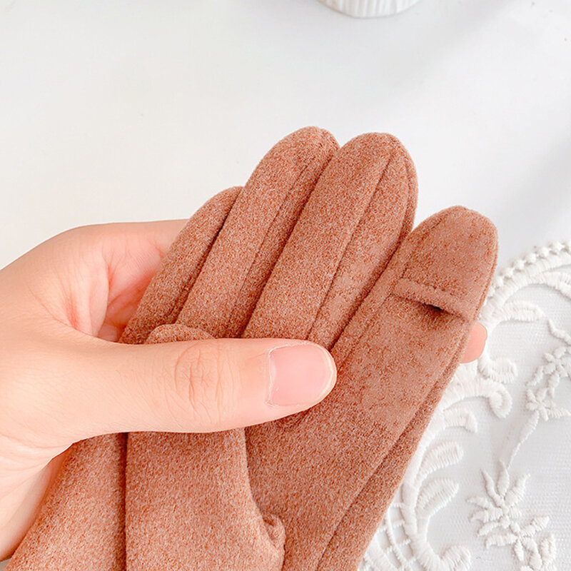Осенне-зимние женские теплые раскладные тонкие перчатки с вышивкой в виде сердца