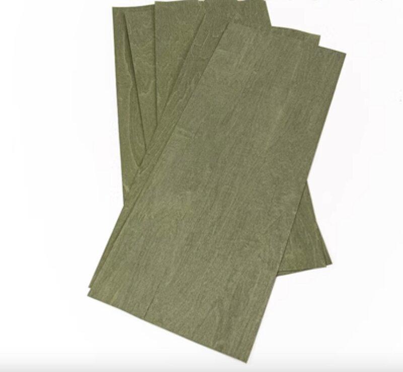 Feuilles de placage en bois massif d'érable vert teint naturel, placage JESpeaker, L:50x20cm, épaisseur: 0.5mm, 5 pièces