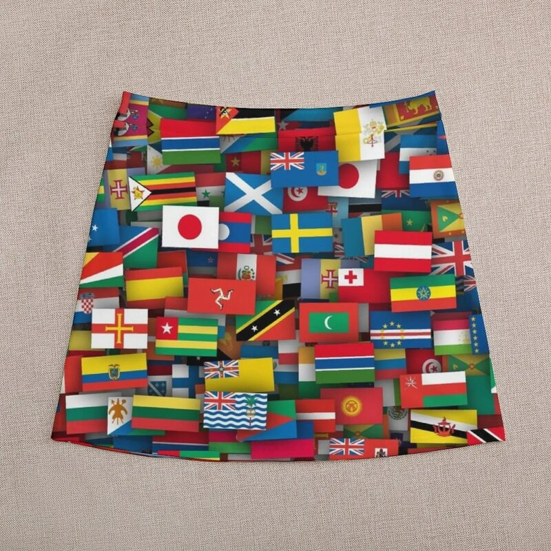 Minifalda corta con banderas de todos los países del mundo para mujer, ropa de tendencia, vestido de verano, 2023