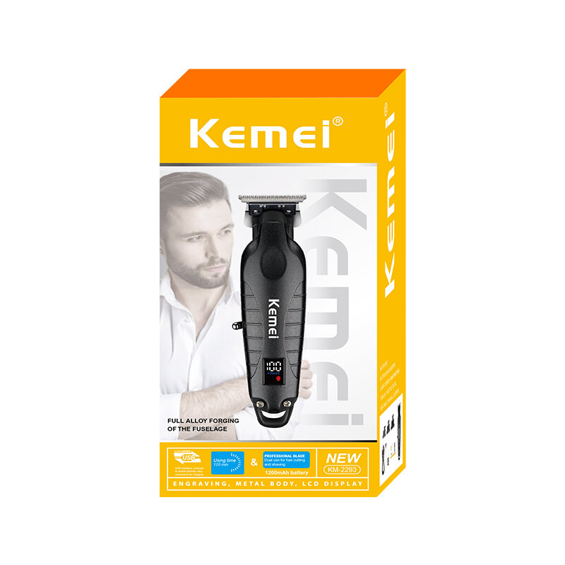 Новый дизайн машинки для стрижки волос от KEMEI, лучший бренд, быстрая зарядка, машинка для парикмахера, лезвия, машинка для стрижки волос