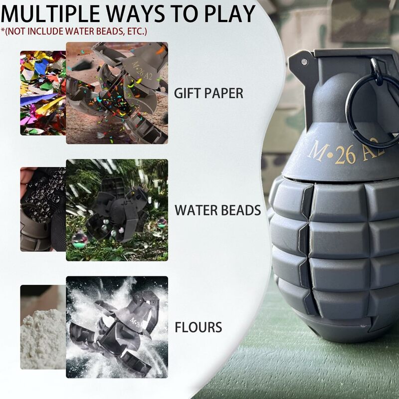 M26A2 CS Paintball Grenade Toys Spring Powered Impact Tactical Airsoft Nylon Hand Grenades Toy for CS Battle Game Role Play Mode