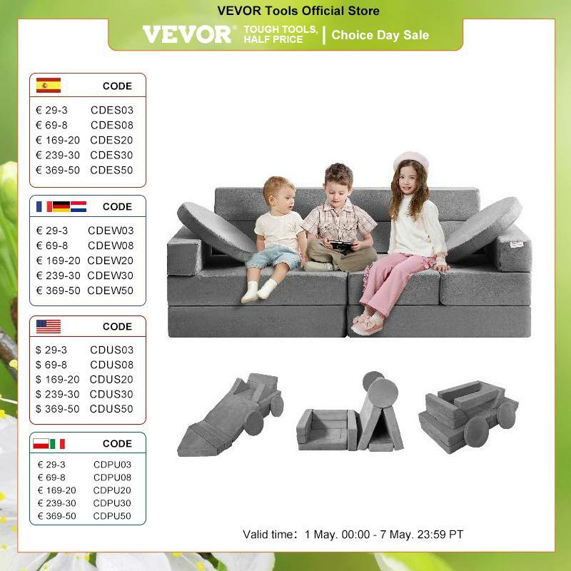 Vevor Play Couch Kids Sofa Peuter Foam Sofa Bank Met Hoge Dichtheid 25d Spons Voor Het Spelen Van Creativing Slapende Kinderen Meubels