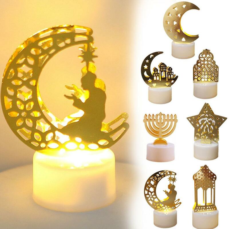 Luz de vela LED Eid Mubarak, luna de estrella, Ramadán, Kareem, Eid, Adha, lámpara de suministro de fiesta, decoración musulmana Al, decoración del hogar, Isla S2R2