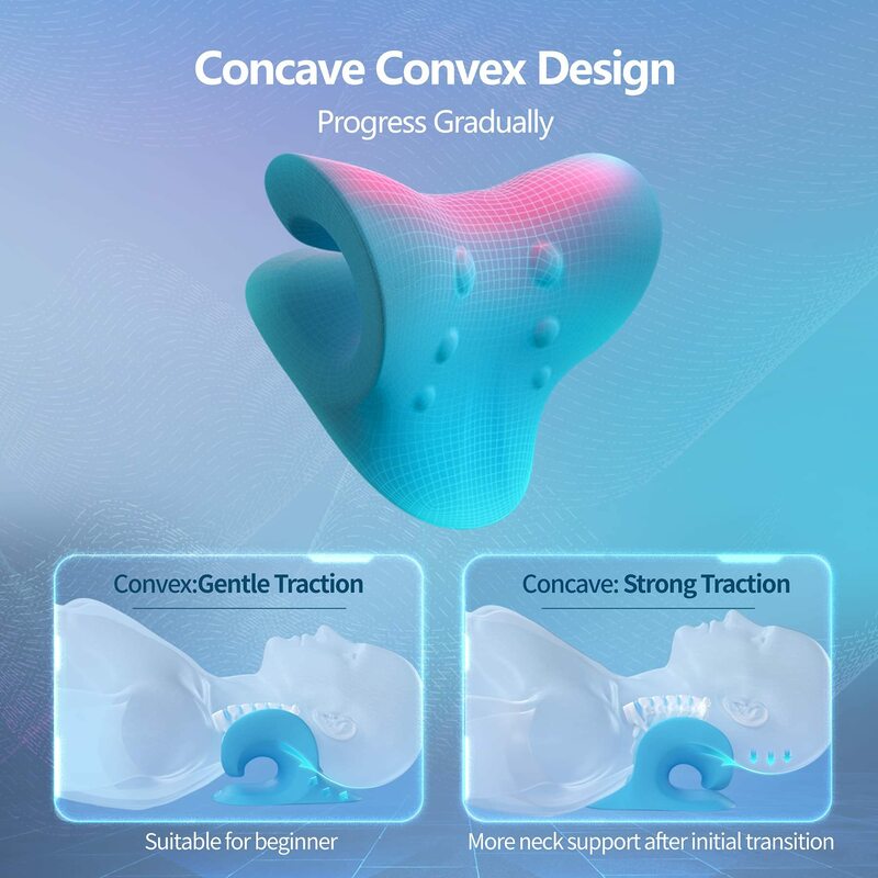 Massage Pillow Neck Shoulder Stretcher Relaxer Cervical Chiropractic Traction Device for Pain Relief Cervical Spine Alignment