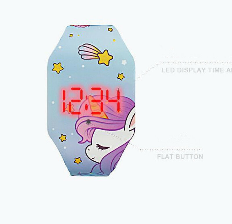 Relógios unicórnio luminoso para criança, relógio eletrônico para menina, Ocean World, relógio LED para estudante, 6 estilos, novo, 2022, 1pc