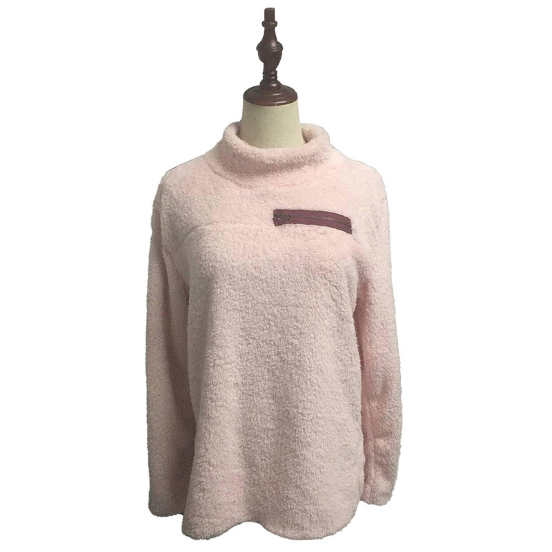 Damen weiche warme Fleece pullover Langarm pullover Outwear Tops für Frühling Herbst Winter