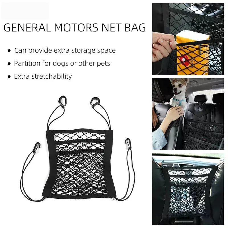 Borsa a rete universale in poliestere elasticizzato per seggiolino auto in rete con gancio tra i sedili borsa portaoggetti
