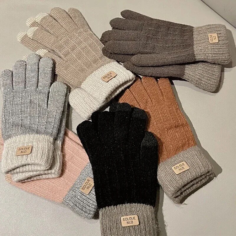 Gants chauds coupe-vent pour femmes, gants en peluche optiques, écran tactile, ski d'équitation en plein air, automne, hiver, mode