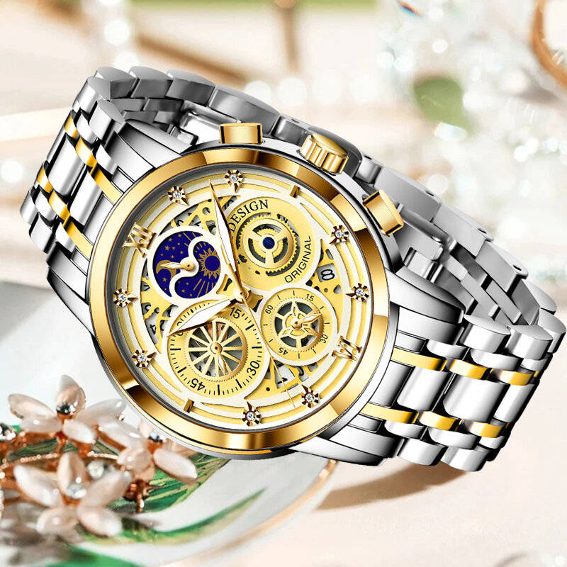 LIGE-럭셔리 여성 시계, 여성 방수 로즈 골드 스틸 스트랩, 여성 손목 시계, 최고 브랜드 팔찌 시계, 여성 시계