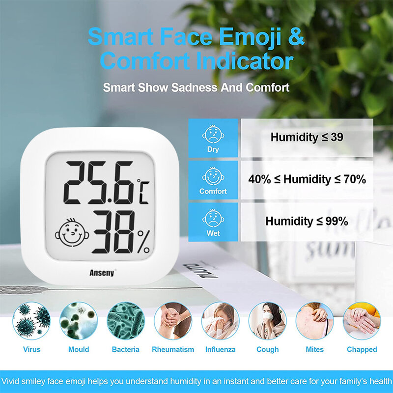 Temea-Mini termómetro Digital para interiores, higrómetro, medidor de humedad para habitación, pantalla LCD, Sensor de temperatura y humedad, paquete de 4 unidades