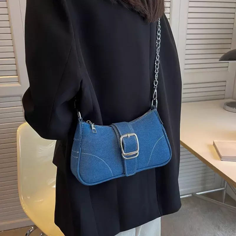 SW8 bolso vaquero con cadena de hombro para mujer, bandolera de alta calidad, a la moda