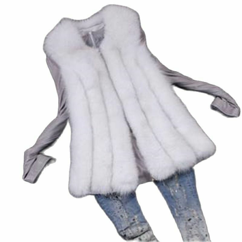 Chaleco de piel sintética para mujer, abrigo grueso y cálido de zorro falso, chaqueta de invierno, gran oferta