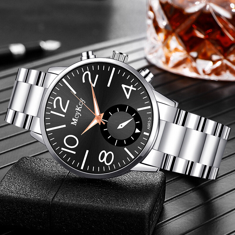 2022 simples masculino pulseira de aço quartzo relógios analógico relógio de pulso novo