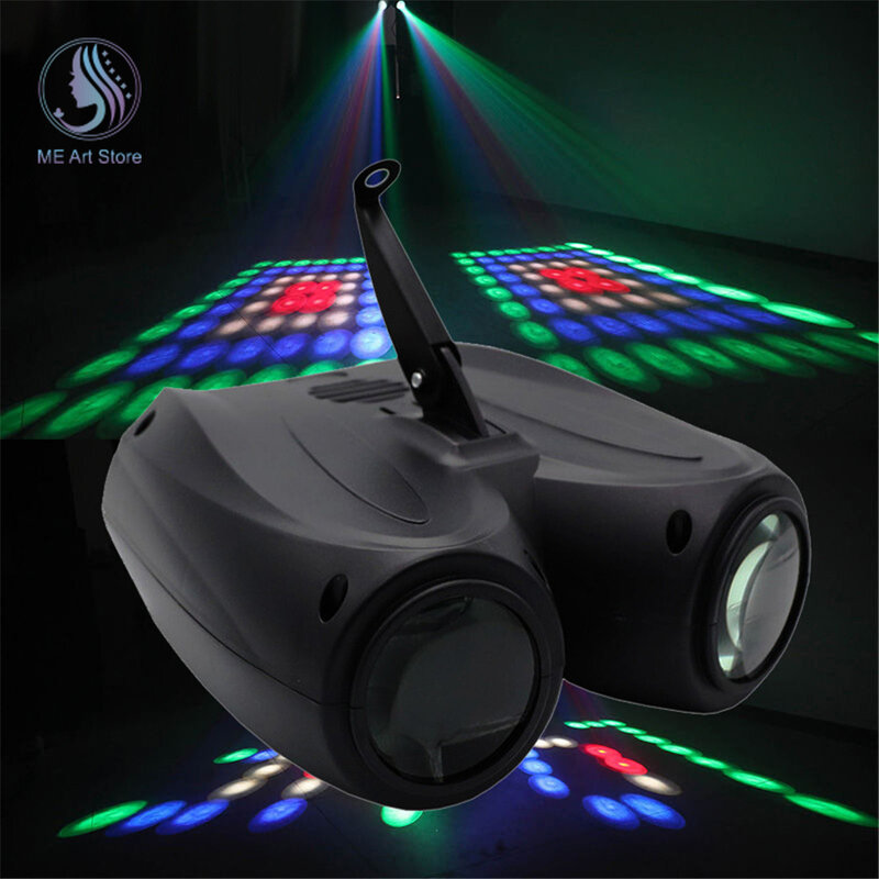 RGBW Double Head Lâmpada de Projeção Colorida, Mini DJ Disco Party, Projetor de Iluminação para KTV, Bar, 64LED, 128LED
