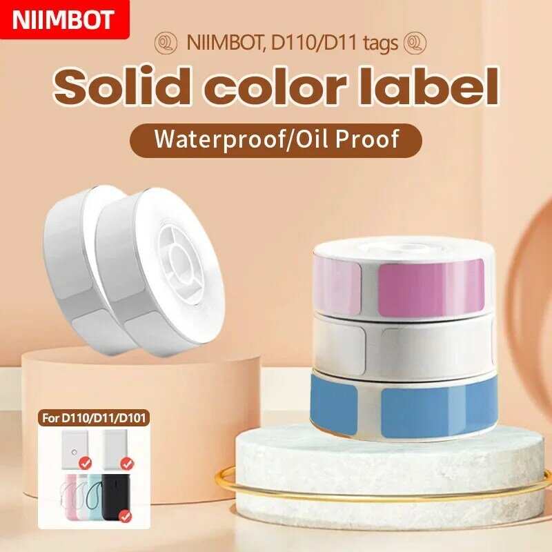 NIIMBOT-etiqueta de cor impermeável adesivo, calor sensível adesivo, armazenamento doméstico, escritório, D11, D110, D101