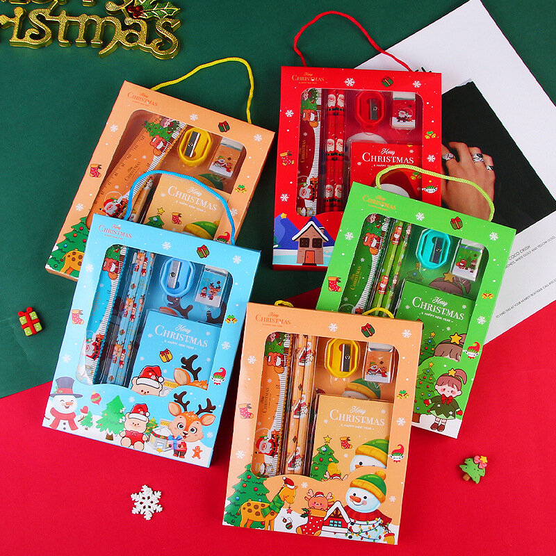 Christmas Stationery Gift Sets for Kids, School Kindergarten Gifts, Festival Gift for Children, Frete Grátis