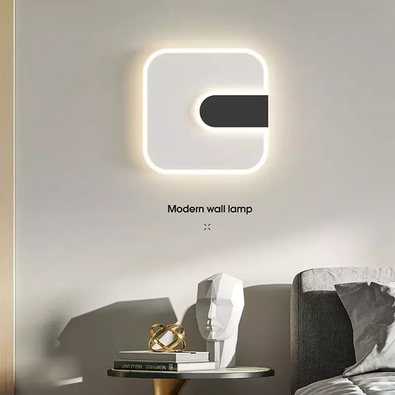 Moderna lampada da parete quadrata rotonda a LED per soggiorno Tv sfondo scala camera da letto comodino applique per interni apparecchio di illuminazione lustro