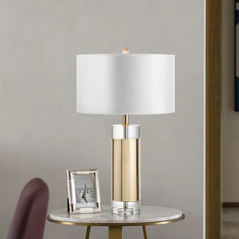 Lámpara de mesa decorativa de arte con base de cristal, luz de mesita de noche de hotel, moderna y contemporánea, mejor precio, T4094