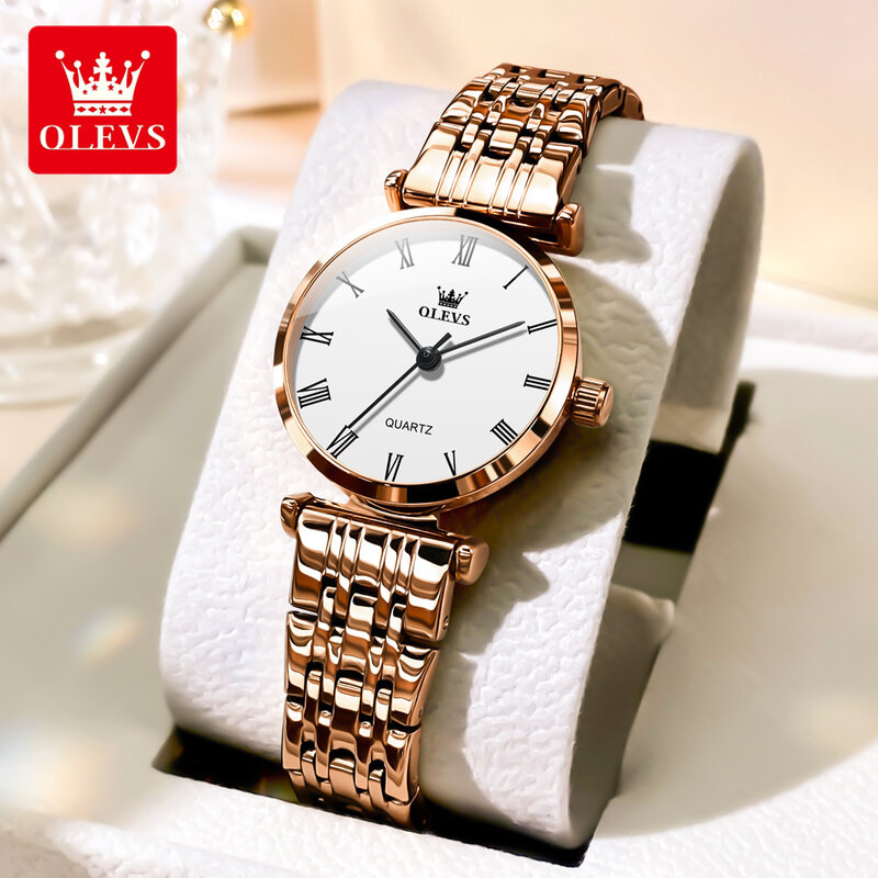 OLEVS-Relógio Quartzo Simples Feminino, Pulseira de Aço Inoxidável, Impermeável, Relógios Femininos, Luxo, Brand, Nova Moda, 2022