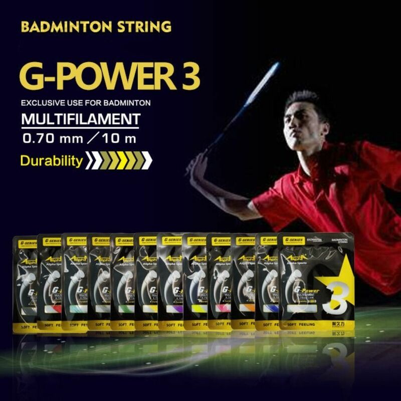 Cuerda de raqueta de bádminton duradera, línea de raqueta de bádminton G3 de alta elasticidad, entrenamiento de aficionados, 24-28 libras, 10m, 0,7mm