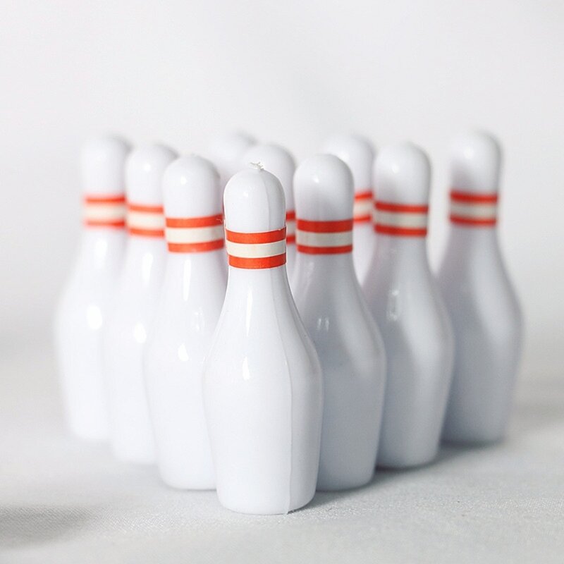 Set birilli e palline da bowling per casa delle bambole Mini attrezzatura sportiva simulazione oggetti scena per