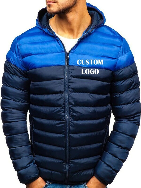 Мужская хлопковая куртка с логотипом на заказ, осенне-зимняя новая хлопковая куртка, утепленная Модная хлопковая повседневная куртка, мужское зимнее пальто, 2024