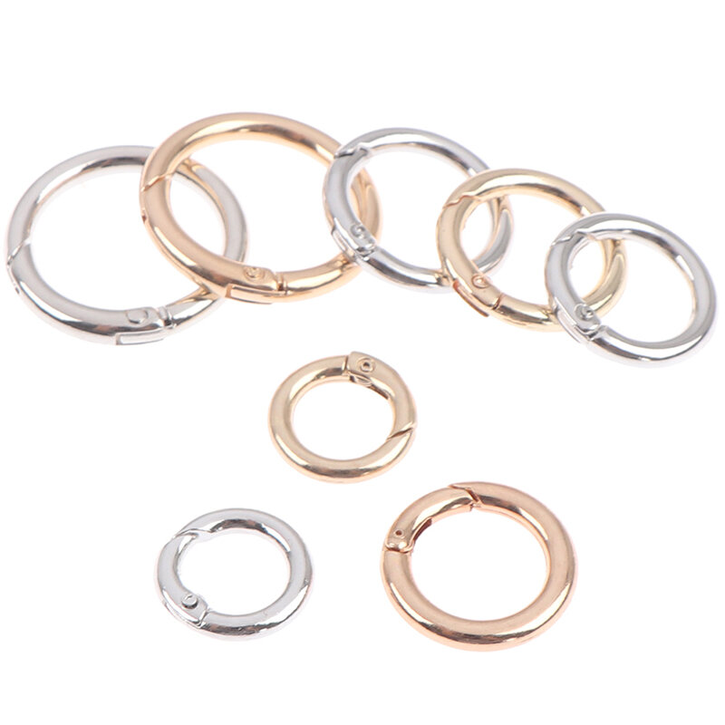 2Pcs O Ring Clasp Metal Spring Gate portachiavi fibbie clip fibbie rotonde moschettone borse catene per cani per la creazione di gioielli fai da te